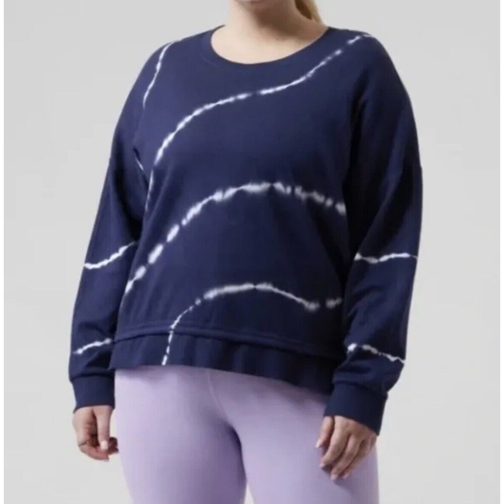Athleta 2x Sundown Sweatshirt II Eclipse Blue‎ 986970 Plus Tie Dye